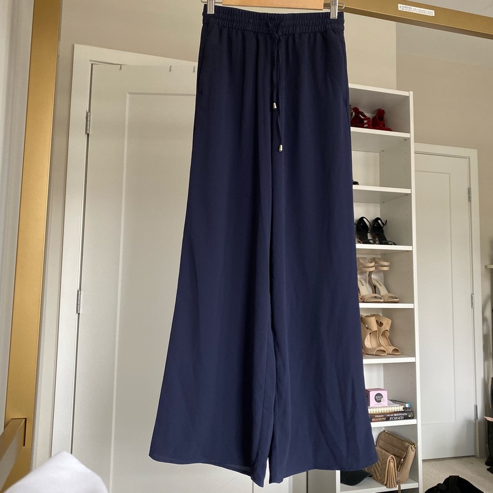 Navy Wide Leg Pants